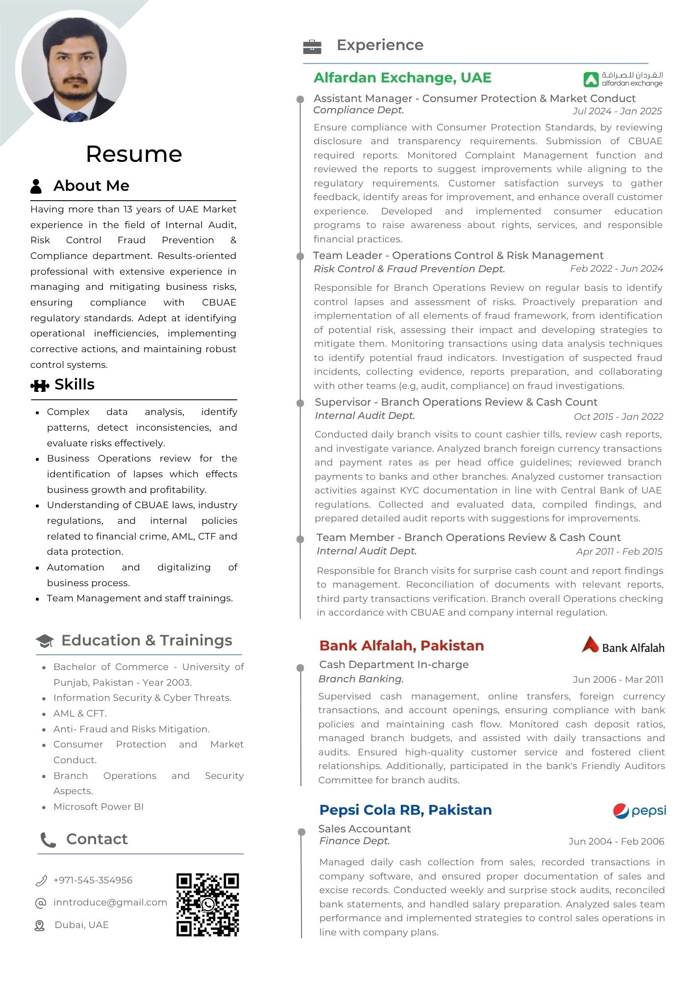 Having more than 13 years experience of UAE Market in the field of Audit, Risk & Compliance Department