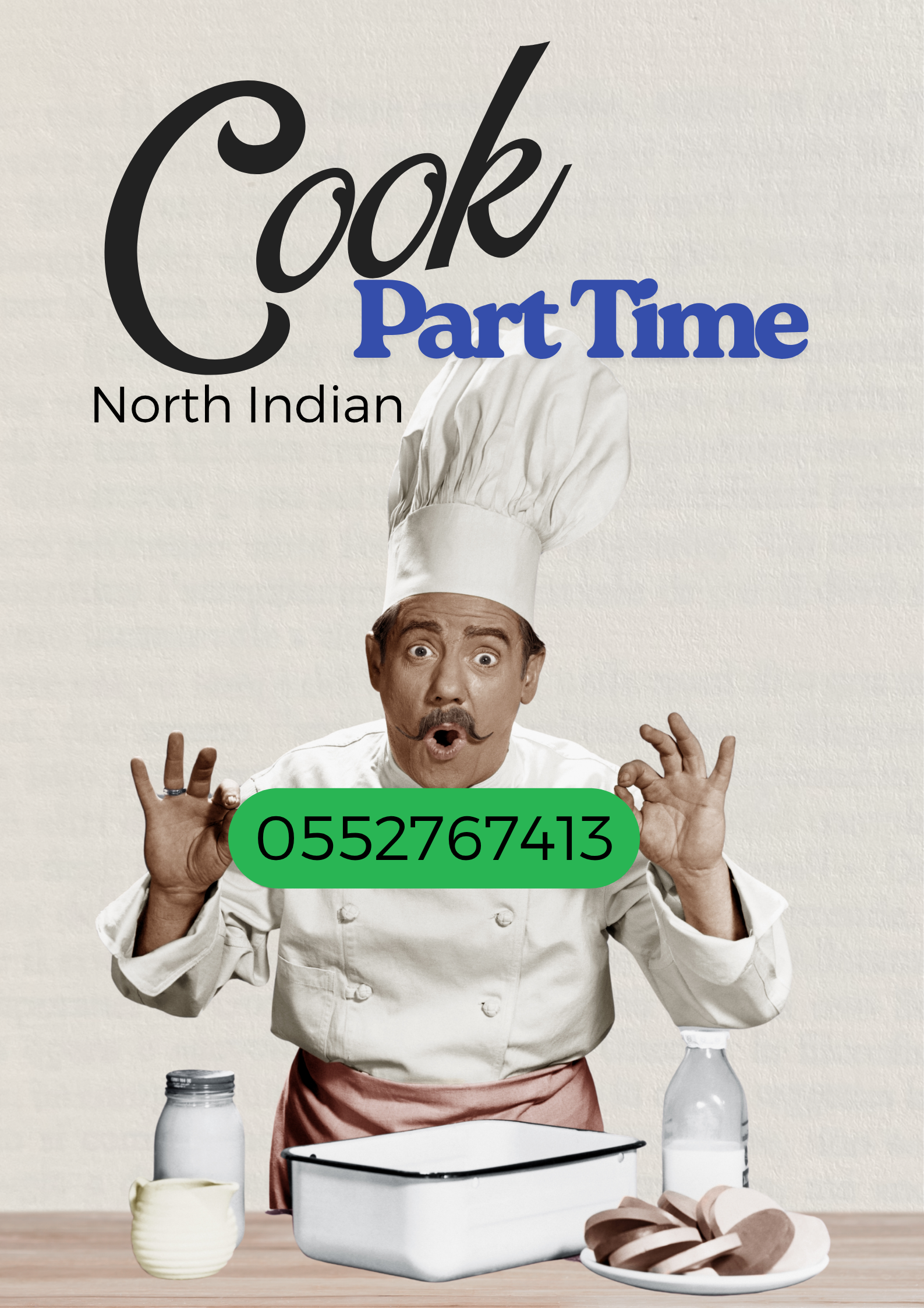 North Indian Cook Available Part Time